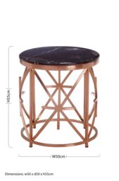 Orsina Elegant Black Marble & Rose Gold Side Table, Premium Modern Side Table For Livingroom, Marble Top Table - thumbnail 5