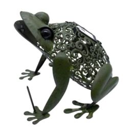 Marco Paul 33cm Green Metal Solar Silhouette Frog Ornament - thumbnail 2