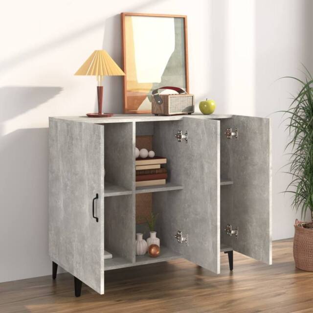 Berkfield Home Sideboard Concrete Grey 90x34x80 cm Engineered Wood - Size: 90 x 34 x 80 cm - image 1