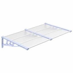 Berkfield Home Door Canopy Grey & Transparent 152.5x90 cm Polycarbonate in Clear - thumbnail 1
