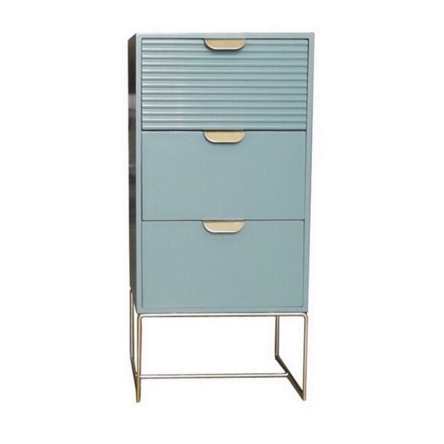 Minster 3 Drawer Bedside Table - Wood - L24 x W30 x H64 cm - Green - Size: 1 Pack - image 1