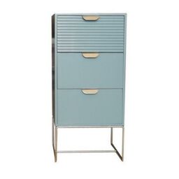 Minster 3 Drawer Bedside Table - Wood - L24 x W30 x H64 cm - Green - Size: 1 Pack - thumbnail 1