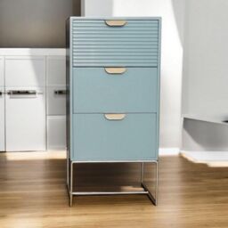 Minster 3 Drawer Bedside Table - Wood - L24 x W30 x H64 cm - Green - Size: 1 Pack - thumbnail 2