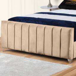 UK Bed Furniture Lisburn Gas Lift Ottoman Storage Upholstered Bed 48 Inch Headboard in Beige - Size: Super King - thumbnail 3