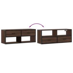 Berkfield Home TV Cabinet Brown Oak 100x31x39.5 cm Engineered Wood & Metal - thumbnail 7