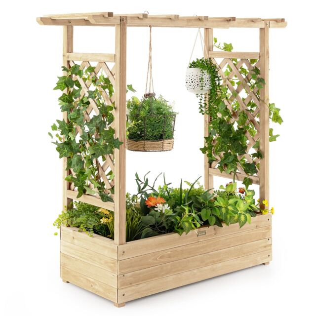 Costway Raised Garden Bed Vertical Plant Container for Climbing Plant in Natural - image 1