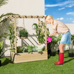 Costway Raised Garden Bed Vertical Plant Container for Climbing Plant in Natural - thumbnail 3