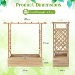 Costway Raised Garden Bed Vertical Plant Container for Climbing Plant in Natural - thumbnail 2