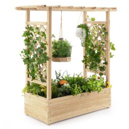 Costway Raised Garden Bed Vertical Plant Container for Climbing Plant in Natural