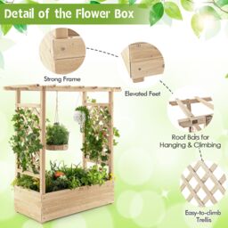 Costway Raised Garden Bed Vertical Plant Container for Climbing Plant in Natural - thumbnail 6