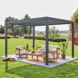 sweeek Louvered pergola aluminium 4 x 3m in Dark Grey - thumbnail 4