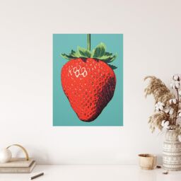 "Wee Blue Coo Wall Art Print Duotone Dessert Red Strawberry Living Room - Size: W24"" x H32""" - thumbnail 4