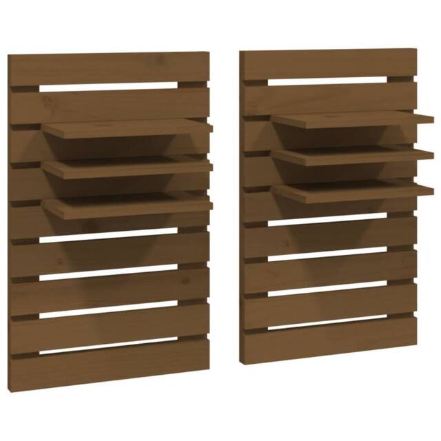 Berkfield Home Wall-mounted Bedside Shelves 2 pcs Honey Brown Solid Wood Pine - image 1