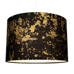 Happy Homewares Cotton Fabric Lamp Shade with Delicate Foil Decor for Table or Ceiling in Black - Size: 12 inches - thumbnail 2