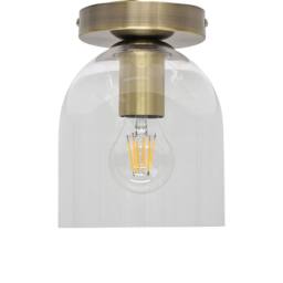 First Choice Lighting Set of 2 Belten - Glass Cloche Antique Brass Ceiling Light Fittings in Clear - thumbnail 2