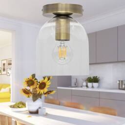 First Choice Lighting Set of 2 Belten - Glass Cloche Antique Brass Ceiling Light Fittings in Clear - thumbnail 5