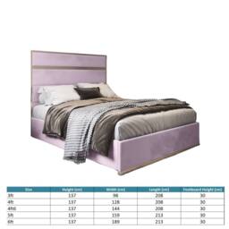 Casani Fladbury Upholstered Soft Velvet Pink Metal Designer Bed Frame - Size: Super King - thumbnail 8