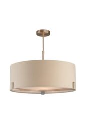Netlighting Hayfield Multi Arm Pendant Light Satin Nickel Plate Slate Grey Fabric