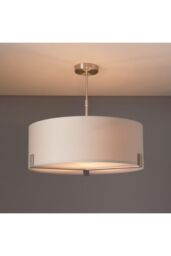 Netlighting Hayfield Multi Arm Pendant Light Satin Nickel Plate Slate Grey Fabric - thumbnail 2