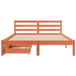 Berkfield Home Bed Frame without Mattress Wax Brown 140x190 cm Solid Wood Pine - thumbnail 4