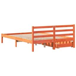 Berkfield Home Bed Frame without Mattress Wax Brown 140x190 cm Solid Wood Pine - thumbnail 6
