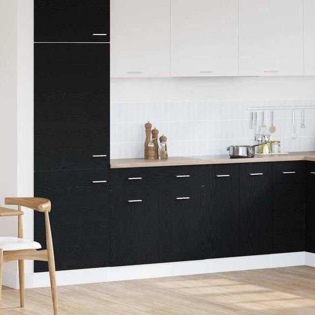 Berkfield Home Cabinet with Drawer in Black Oak, 80x46x81.5 cm, Made of Wood - Size: 80x46x81.5 cm - image 1