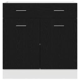Berkfield Home Cabinet with Drawer in Black Oak, 80x46x81.5 cm, Made of Wood - Size: 80x46x81.5 cm - thumbnail 7