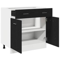 Berkfield Home Cabinet with Drawer in Black Oak, 80x46x81.5 cm, Made of Wood - Size: 80x46x81.5 cm - thumbnail 5