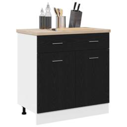 Berkfield Home Cabinet with Drawer in Black Oak, 80x46x81.5 cm, Made of Wood - Size: 80x46x81.5 cm - thumbnail 3