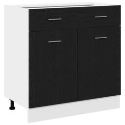 Berkfield Home Cabinet with Drawer in Black Oak, 80x46x81.5 cm, Made of Wood - Size: 80x46x81.5 cm - thumbnail 2
