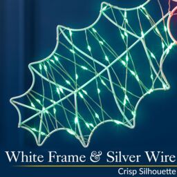Christow Holly Rope Light Christmas Decoration Indoor Outdoor LED Xmas Silhouette 45cm in Green - thumbnail 4