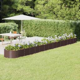 Berkfield Home Garden Raised Bed Powder-coated Steel 620x80x36 cm Brown - Size: 620 x 80 x 36 cm - thumbnail 2