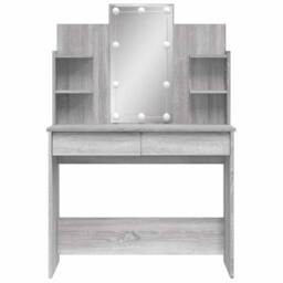 Berkfield Home Beautiful Dressing Table with LED Lights Grey Sonoma 96x40x142 cm - Size: 96 x 40 x 142 cm - thumbnail 5