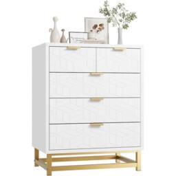VOGREX Modern White Chest of Drawers Bedroom Furniture Storage - thumbnail 5