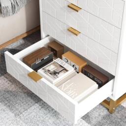 VOGREX Modern White Chest of Drawers Bedroom Furniture Storage - thumbnail 4