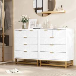 VOGREX Modern White Chest of Drawers Bedroom Furniture Storage - thumbnail 6