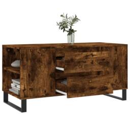 Berkfield Home Modern Coffee Table Smoked Oak 102x44.5x50 cm Engineered Wood in Brown - thumbnail 4