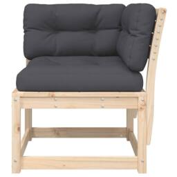 Berkfield Home Garden Sofa Corner with Cushions 73x73x78 cm Solid Wood Pine in Natural - Size: 73 x 73 x 78 cm - thumbnail 6