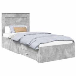 Berkfield Home Bed Frame Concrete Grey & Silver 75 x 190 cm Engineered Wood - thumbnail 2