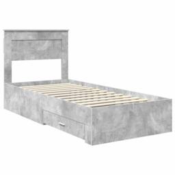 Berkfield Home Bed Frame Concrete Grey & Silver 75 x 190 cm Engineered Wood - thumbnail 4
