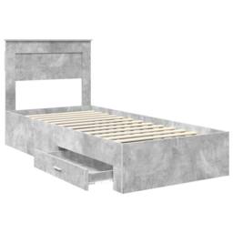 Berkfield Home Bed Frame Concrete Grey & Silver 75 x 190 cm Engineered Wood - thumbnail 5