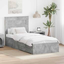 Berkfield Home Bed Frame Concrete Grey & Silver 75 x 190 cm Engineered Wood