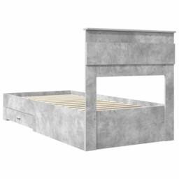 Berkfield Home Bed Frame Concrete Grey & Silver 75 x 190 cm Engineered Wood - thumbnail 9