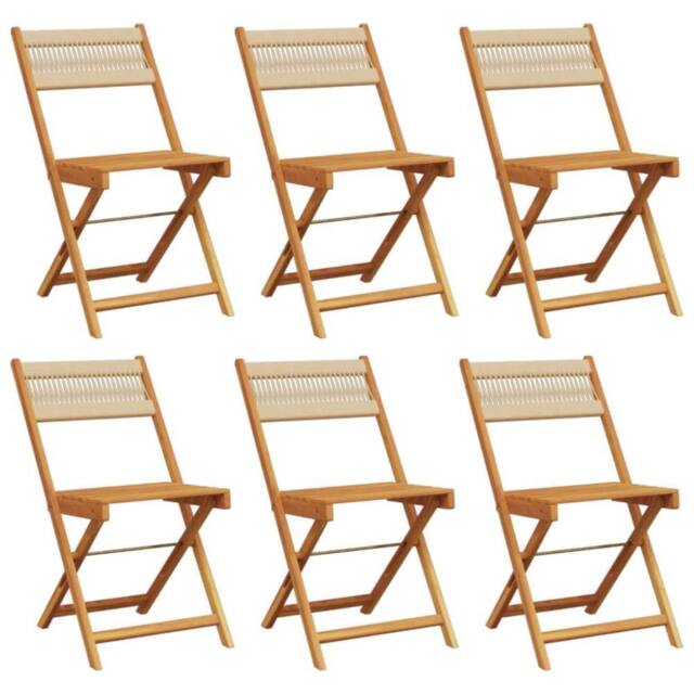 Berkfield Home Folding Garden Chairs 6 pcs Beige Solid Wood Acacia - image 1
