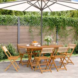 Berkfield Home Folding Garden Chairs 6 pcs Beige Solid Wood Acacia - thumbnail 2