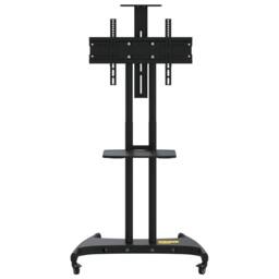 Berkfield Home TV Stand on Wheels 32-70 Inch Screen Max VESA 600x400 mm 60kg in Black - thumbnail 1