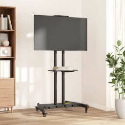 Berkfield Home TV Stand on Wheels 32-70 Inch Screen Max VESA 600x400 mm 60kg in Black - thumbnail 2