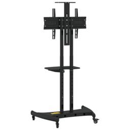 Berkfield Home TV Stand on Wheels 32-70 Inch Screen Max VESA 600x400 mm 60kg in Black - thumbnail 5