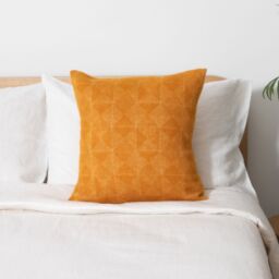 Native Natural Diamond Mustard Wool Cushion Cover 45x45cm - Size: 45 cm x 45 cm - thumbnail 2