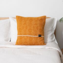 Native Natural Diamond Mustard Wool Cushion Cover 45x45cm - Size: 45 cm x 45 cm